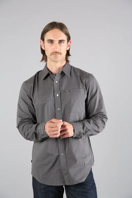 Plus Size Men's Plaid Flannel Casual Shirts in Earth Tones for a Cozy Fall OutfitKimes Ranch Mens Linville Solid Pewter Cotton Blend L/S Shirt Plus Size Men's Plaid Flannel Casual Shirts in Earth Tones for a Cozy Fall OutfitKimes Ranch Mens Linville Solid Pewter Cotton Blend L/S Shirt