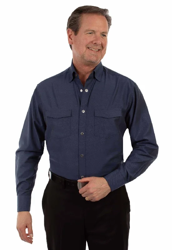 Men's Button - Down Oxford Casual Shirts in Crisp White for a Classic and Versatile StyleScully Mens Two Tone Signature Blue 100% Cotton L/S Shirt Men's Button - Down Oxford Casual Shirts in Crisp White for a Classic and Versatile StyleScully Mens Two Tone Signature Blue 100% Cotton L/S Shirt
