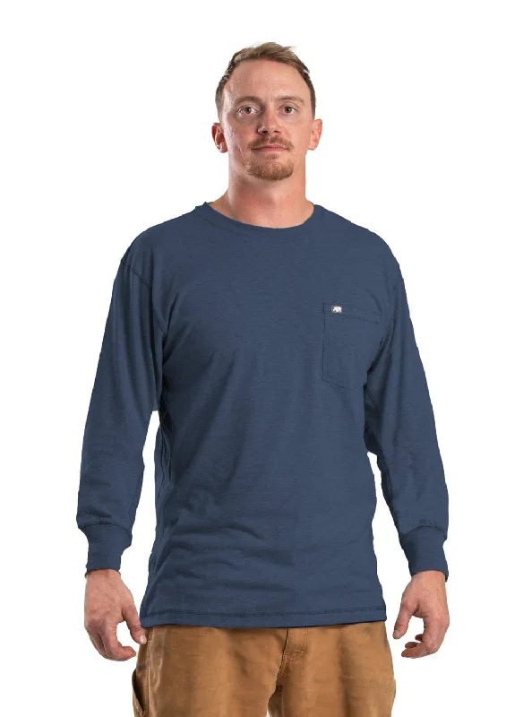 Men's Stretch - Fabric Casual Shirts in Navy Blue for a Comfortable and Flexible FitBerne Mens Space Blue Cotton Blend WorkVent Performance Pocket Tee L/S Men's Stretch - Fabric Casual Shirts in Navy Blue for a Comfortable and Flexible FitBerne Mens Space Blue Cotton Blend WorkVent Performance Pocket Tee L/S