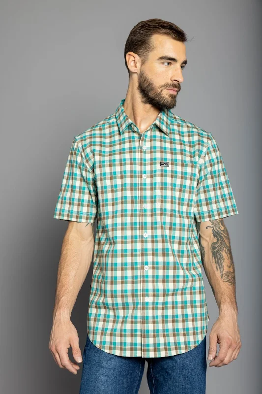 Men's Embroidered Detail Casual Shirts in Beige for a Touch of EleganceKimes Ranch Mens Go Round Plaid Teal Cotton Blend L/S Shirt Men's Embroidered Detail Casual Shirts in Beige for a Touch of EleganceKimes Ranch Mens Go Round Plaid Teal Cotton Blend L/S Shirt