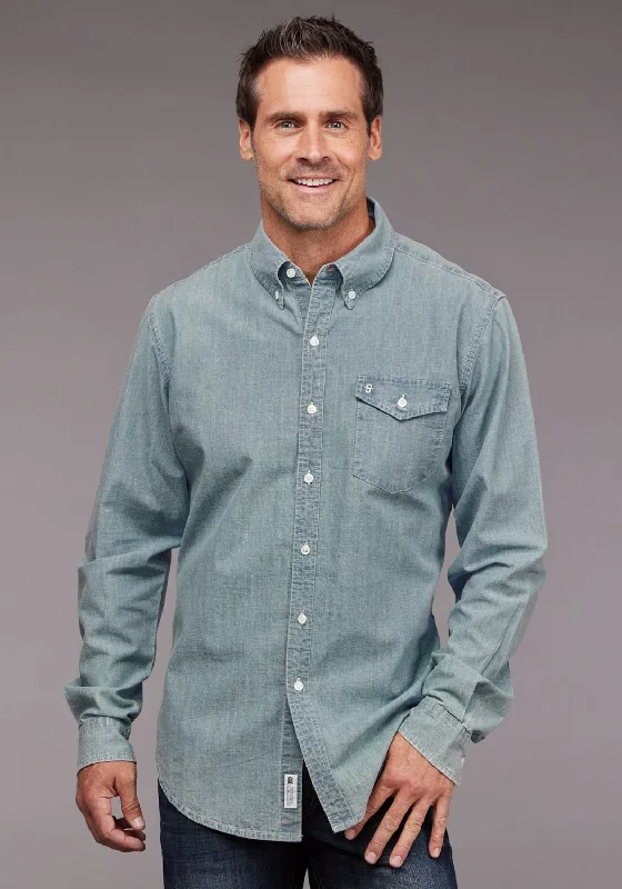 Men's Moisture - Wicking Performance Fabric Casual Shirts for Outdoor ActivitiesStetson Mens Chambray Button Front Light Blue 100% Cotton 1 Pkt L/S Shirt Men's Moisture - Wicking Performance Fabric Casual Shirts for Outdoor ActivitiesStetson Mens Chambray Button Front Light Blue 100% Cotton 1 Pkt L/S Shirt
