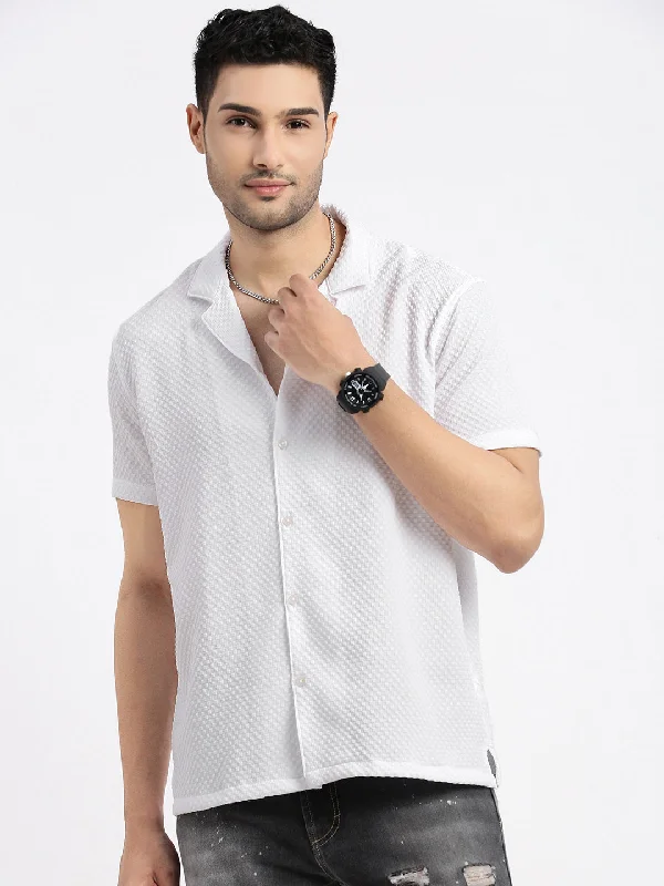 Men's Moisture - Wicking Performance Fabric Casual Shirts for Outdoor ActivitiesMen White Cuban Collar Solid Shirt Men's Moisture - Wicking Performance Fabric Casual Shirts for Outdoor ActivitiesMen White Cuban Collar Solid Shirt