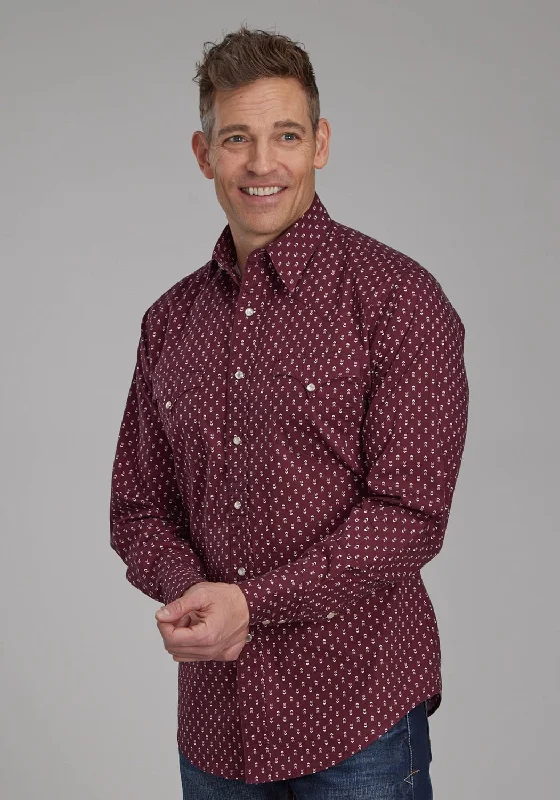 Men's Moisture - Wicking Performance Fabric Casual Shirts for Outdoor ActivitiesRoper Mens 2174 Arrow Print Red 100% Cotton L/S Shirt Men's Moisture - Wicking Performance Fabric Casual Shirts for Outdoor ActivitiesRoper Mens 2174 Arrow Print Red 100% Cotton L/S Shirt