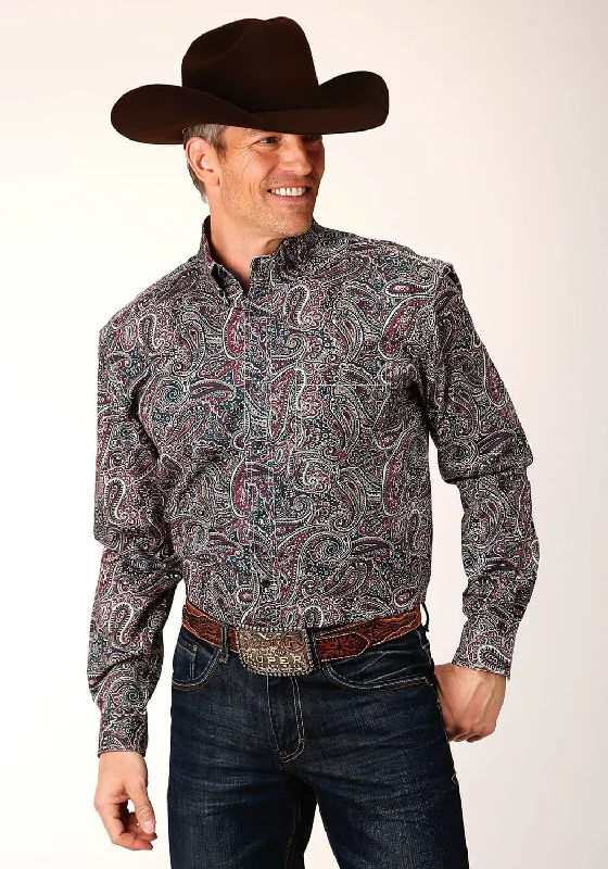Men's Stretch - Fabric Casual Shirts in Navy Blue for a Comfortable and Flexible FitRoper Mens Old Time Paisley Multi-Color 100% Cotton L/S Shirt Men's Stretch - Fabric Casual Shirts in Navy Blue for a Comfortable and Flexible FitRoper Mens Old Time Paisley Multi-Color 100% Cotton L/S Shirt
