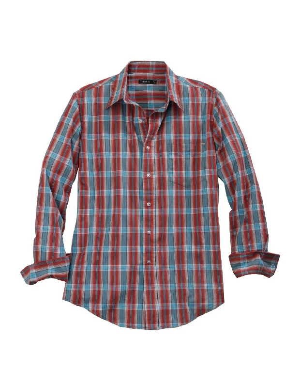 Men's Thermal - Lined Casual Shirts in Black for Added Warmth in Cold WeatherTin Haul Mens Red/Blue 100% Cotton Highway Plaid L/S Shirt Men's Thermal - Lined Casual Shirts in Black for Added Warmth in Cold WeatherTin Haul Mens Red/Blue 100% Cotton Highway Plaid L/S Shirt