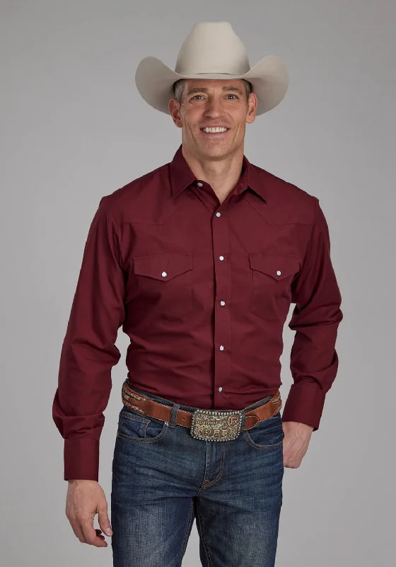 Men's Button - Down Oxford Casual Shirts in Crisp White for a Classic and Versatile StyleRoper Mens 2124 Broadcloth Deep Wine Cotton Blend L/S Shirt Men's Button - Down Oxford Casual Shirts in Crisp White for a Classic and Versatile StyleRoper Mens 2124 Broadcloth Deep Wine Cotton Blend L/S Shirt