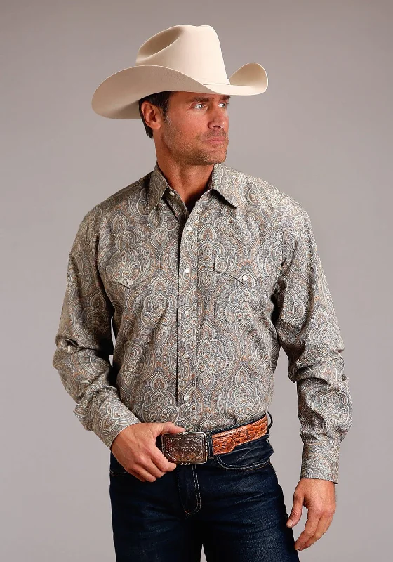 Men's Organic Cotton Casual Shirts with a Soft Handfeel for Everyday ComfortStetson Mens Desert Medallion Paisley Brown 100% Cotton L/S Shirt Men's Organic Cotton Casual Shirts with a Soft Handfeel for Everyday ComfortStetson Mens Desert Medallion Paisley Brown 100% Cotton L/S Shirt