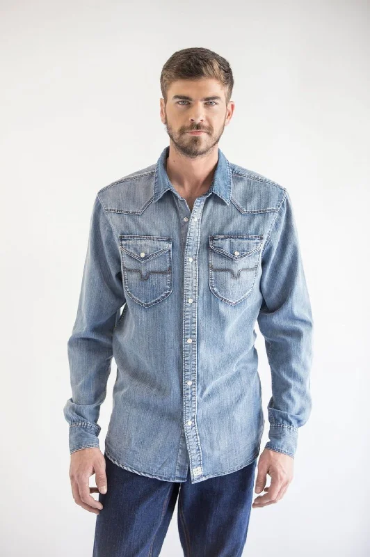 Men's Short - Sleeve Linen Casual Shirts in Light Khaki for a Breathable Summer OptionKimes Ranch Mens Grimes Denim Dress Indigo Cotton Blend L/S Shirt Men's Short - Sleeve Linen Casual Shirts in Light Khaki for a Breathable Summer OptionKimes Ranch Mens Grimes Denim Dress Indigo Cotton Blend L/S Shirt