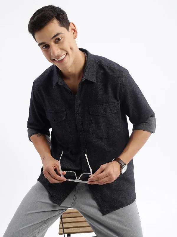 Men's Short - Sleeve Linen Casual Shirts in Light Khaki for a Breathable Summer OptionMen Spread Collar Solid Slim Fit Black Shirt Men's Short - Sleeve Linen Casual Shirts in Light Khaki for a Breathable Summer OptionMen Spread Collar Solid Slim Fit Black Shirt