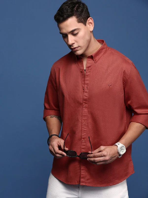 Men's Tailored Fit Checkered Casual Shirts in Multicolor for a Smart - Casual EnsembleMen Solid Rust Slim Fit Shirt Men's Tailored Fit Checkered Casual Shirts in Multicolor for a Smart - Casual EnsembleMen Solid Rust Slim Fit Shirt