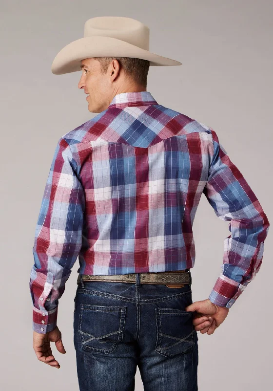Men's Retro - Style Hawaiian Print Casual Shirts in Bold Patterns for a Tropical VacationRoper Mens 2059 Plaid Lurex Red/White Cotton Blend L/S Shirt Men's Retro - Style Hawaiian Print Casual Shirts in Bold Patterns for a Tropical VacationRoper Mens 2059 Plaid Lurex Red/White Cotton Blend L/S Shirt