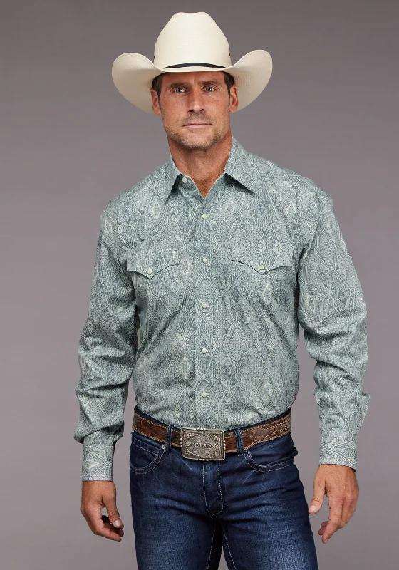 Men's Linen Blend Casual Shirts with Roll - Up Sleeves for a Summer Beach LookStetson Mens 2033 Ghost Aztec Blue 100% Cotton L/S Shirt Men's Linen Blend Casual Shirts with Roll - Up Sleeves for a Summer Beach LookStetson Mens 2033 Ghost Aztec Blue 100% Cotton L/S Shirt