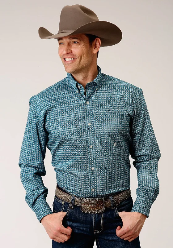 Men's Tailored Fit Checkered Casual Shirts in Multicolor for a Smart - Casual EnsembleRoper Mens Blue 100% Cotton Azure Neat BD L/S 1 Pkt Shirt Men's Tailored Fit Checkered Casual Shirts in Multicolor for a Smart - Casual EnsembleRoper Mens Blue 100% Cotton Azure Neat BD L/S 1 Pkt Shirt
