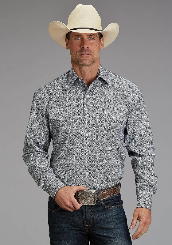 Men's Sustainable Recycled Material Casual Shirts for Eco - Conscious ConsumersStetson Mens Ornament Print Navy 100% Cotton L/S Shirt Men's Sustainable Recycled Material Casual Shirts for Eco - Conscious ConsumersStetson Mens Ornament Print Navy 100% Cotton L/S Shirt