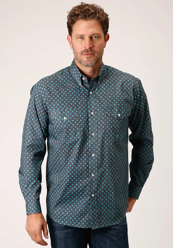 Men's Organic Cotton Casual Shirts with a Soft Handfeel for Everyday ComfortRoper Mens Grey 100% Cotton Cottage Foulard BD L/S Btn Shirt Men's Organic Cotton Casual Shirts with a Soft Handfeel for Everyday ComfortRoper Mens Grey 100% Cotton Cottage Foulard BD L/S Btn Shirt