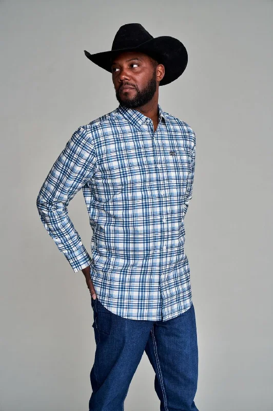 Men's Organic Cotton Casual Shirts with a Soft Handfeel for Everyday ComfortKimes Ranch Mens Manzano Plaid Dress Blue Cotton Blend L/S Shirt Men's Organic Cotton Casual Shirts with a Soft Handfeel for Everyday ComfortKimes Ranch Mens Manzano Plaid Dress Blue Cotton Blend L/S Shirt