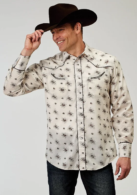 Men's Long - Line Oversized Casual Shirts in Dark Gray for a Relaxed and Modern LookRoper Mens Vintage Floral Fancy Cream Cotton Blend L/S Shirt Men's Long - Line Oversized Casual Shirts in Dark Gray for a Relaxed and Modern LookRoper Mens Vintage Floral Fancy Cream Cotton Blend L/S Shirt