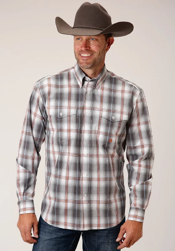 Men's Distressed Denim Casual Shirts with Frayed Edges for a Trendy and Rugged LookRoper Mens Grey 100% Cotton L/S Shirt