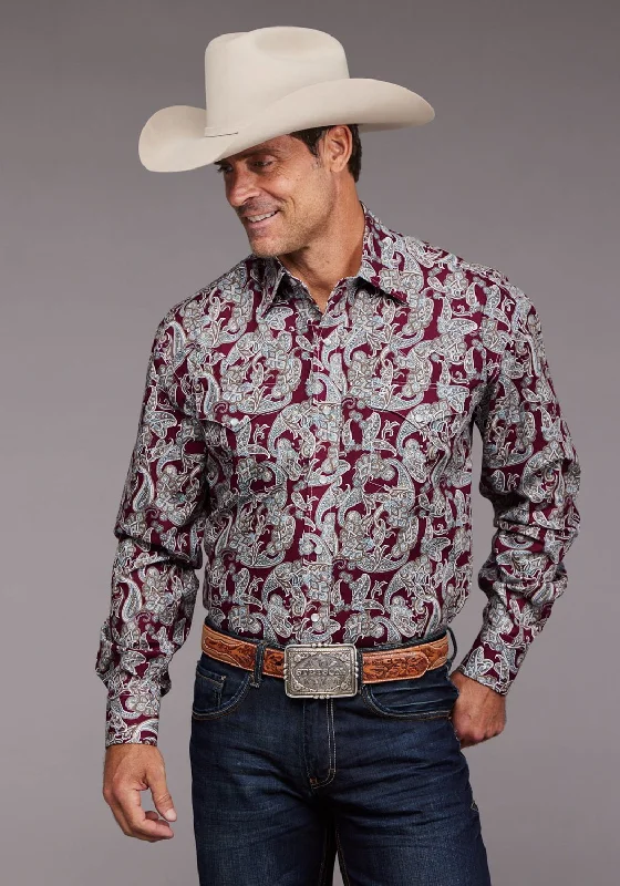 Men's Tailored Fit Checkered Casual Shirts in Multicolor for a Smart - Casual EnsembleStetson Mens 2035 Country Paisley Wine 100% Cotton L/S Shirt Men's Tailored Fit Checkered Casual Shirts in Multicolor for a Smart - Casual EnsembleStetson Mens 2035 Country Paisley Wine 100% Cotton L/S Shirt