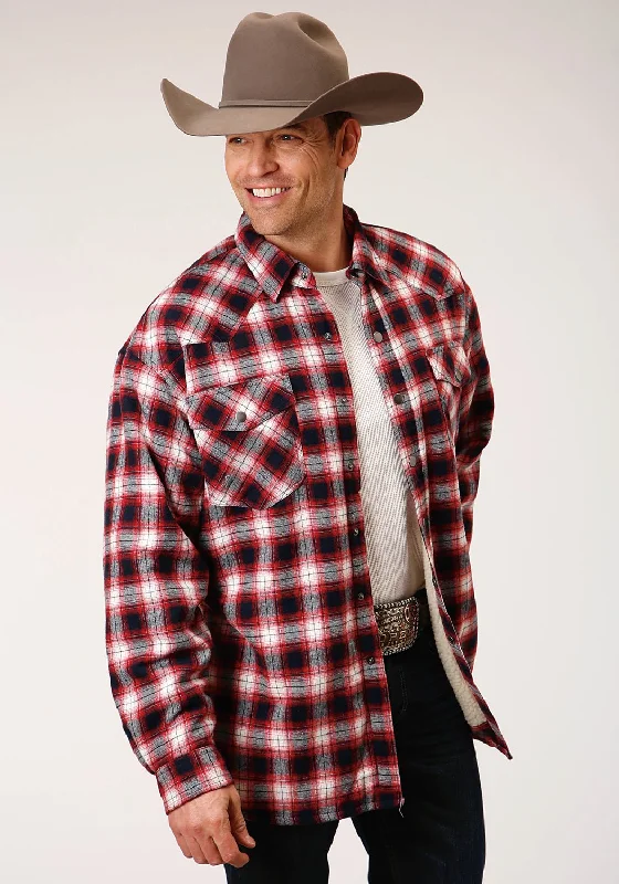 Men's Shearling - Lined Collar Casual Shirts in Brown for a Rustic and Warm AppealRoper Mens Sherpa Jacket Red 100% Cotton L/S Shirt Men's Shearling - Lined Collar Casual Shirts in Brown for a Rustic and Warm AppealRoper Mens Sherpa Jacket Red 100% Cotton L/S Shirt