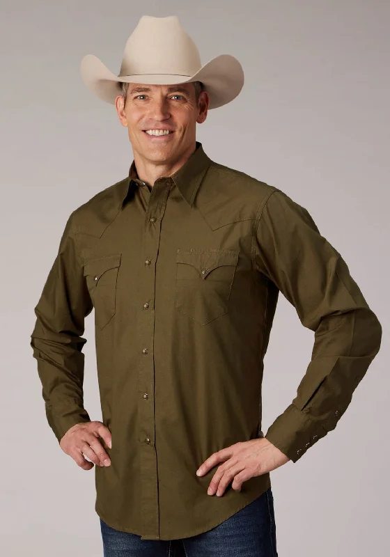Men's Organic Cotton Casual Shirts with a Soft Handfeel for Everyday ComfortRoper Mens 2044 Solid Poplin Cocoa 100% Cotton L/S Shirt Men's Organic Cotton Casual Shirts with a Soft Handfeel for Everyday ComfortRoper Mens 2044 Solid Poplin Cocoa 100% Cotton L/S Shirt