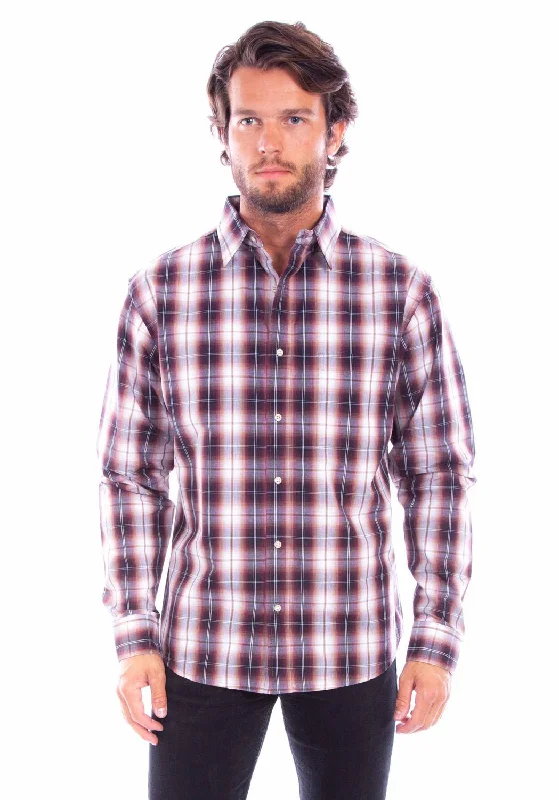 Men's Sustainable Recycled Material Casual Shirts for Eco - Conscious ConsumersScully Mens Worn Outs Plaid Burgundy 100% Cotton L/S Shirt Men's Sustainable Recycled Material Casual Shirts for Eco - Conscious ConsumersScully Mens Worn Outs Plaid Burgundy 100% Cotton L/S Shirt