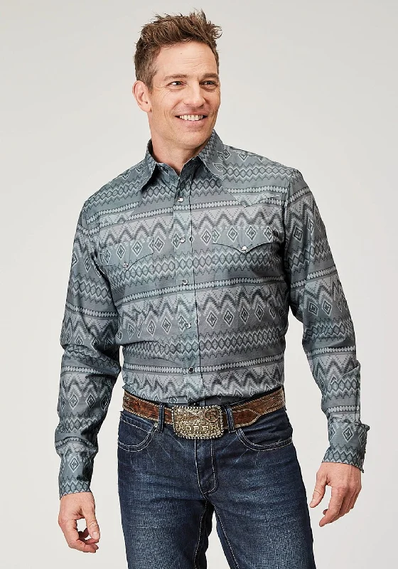 Men's Retro - Style Hawaiian Print Casual Shirts in Bold Patterns for a Tropical VacationRoper Mens 1895 River Aztec Grey 100% Cotton L/S Shirt Men's Retro - Style Hawaiian Print Casual Shirts in Bold Patterns for a Tropical VacationRoper Mens 1895 River Aztec Grey 100% Cotton L/S Shirt