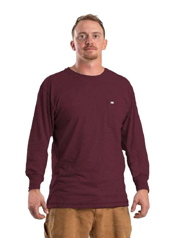Men's Long - Line Oversized Casual Shirts in Dark Gray for a Relaxed and Modern LookBerne Mens Maroon Cotton Blend WorkVent Performance Pocket Tee L/S Men's Long - Line Oversized Casual Shirts in Dark Gray for a Relaxed and Modern LookBerne Mens Maroon Cotton Blend WorkVent Performance Pocket Tee L/S