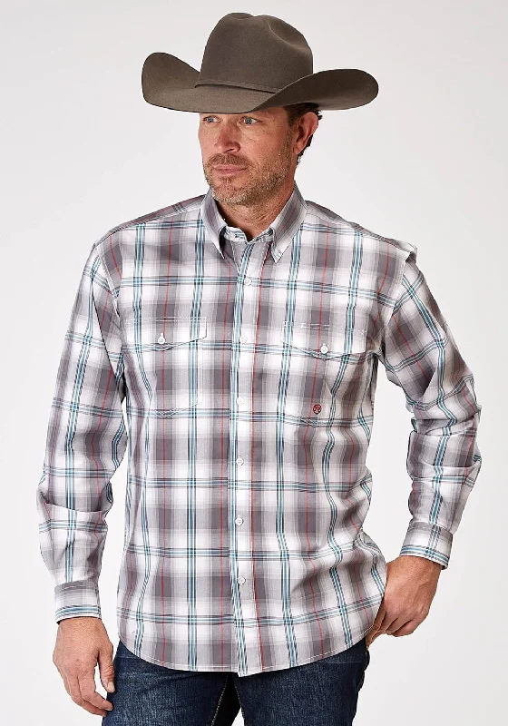 Men's Thermal - Lined Casual Shirts in Black for Added Warmth in Cold WeatherRoper Mens 1941 Cloud Plaid Grey 100% Cotton Btn L/S Shirt Men's Thermal - Lined Casual Shirts in Black for Added Warmth in Cold WeatherRoper Mens 1941 Cloud Plaid Grey 100% Cotton Btn L/S Shirt