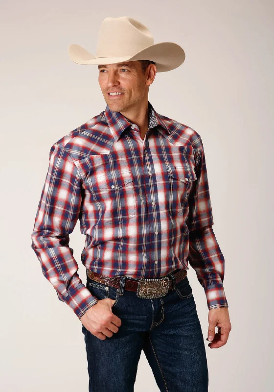 Men's Sustainable Recycled Material Casual Shirts for Eco - Conscious ConsumersRoper Mens Independence Plaid Blue 100% Cotton L/S Shirt Men's Sustainable Recycled Material Casual Shirts for Eco - Conscious ConsumersRoper Mens Independence Plaid Blue 100% Cotton L/S Shirt