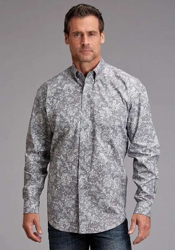 Men's Organic Cotton Casual Shirts with a Soft Handfeel for Everyday ComfortStetson Mens Silver Spring Paisley Grey 100% Cotton 1 Pkt L/S Shirt Men's Organic Cotton Casual Shirts with a Soft Handfeel for Everyday ComfortStetson Mens Silver Spring Paisley Grey 100% Cotton 1 Pkt L/S Shirt