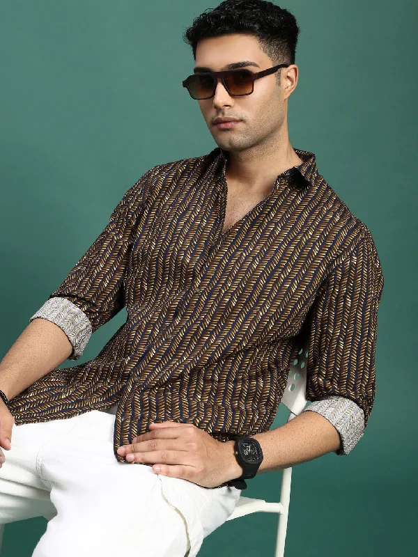 Men's Shearling - Lined Collar Casual Shirts in Brown for a Rustic and Warm AppealMen Striped Olive Slim Fit Shirt Men's Shearling - Lined Collar Casual Shirts in Brown for a Rustic and Warm AppealMen Striped Olive Slim Fit Shirt