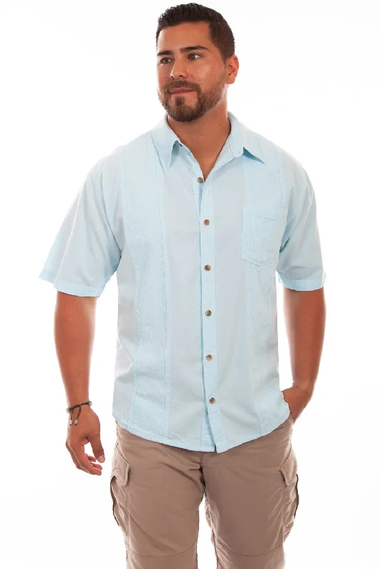 Men's Distressed Denim Casual Shirts with Frayed Edges for a Trendy and Rugged LookScully Mens Aqua Sky 100% Cotton Calypso S/S Shirt Men's Distressed Denim Casual Shirts with Frayed Edges for a Trendy and Rugged LookScully Mens Aqua Sky 100% Cotton Calypso S/S Shirt
