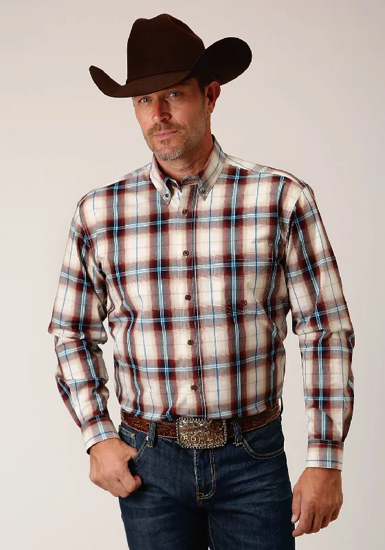 Men's Distressed Denim Casual Shirts with Frayed Edges for a Trendy and Rugged LookRoper Mens Canyon Plaid Red 100% Cotton L/S Shirt Men's Distressed Denim Casual Shirts with Frayed Edges for a Trendy and Rugged LookRoper Mens Canyon Plaid Red 100% Cotton L/S Shirt