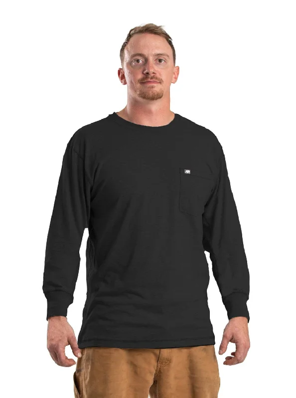 Plus Size Men's Striped Chambray Casual Shirts with a Spread Collar for a Preppy AppearanceBerne Mens Black Cotton Blend WorkVent Performance Pocket Tee L/S Plus Size Men's Striped Chambray Casual Shirts with a Spread Collar for a Preppy AppearanceBerne Mens Black Cotton Blend WorkVent Performance Pocket Tee L/S