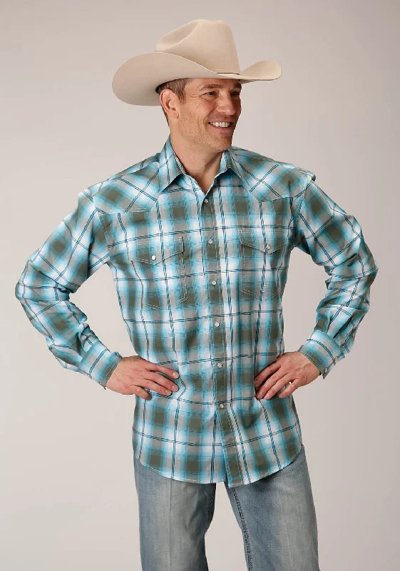 Plus Size Men's Striped Chambray Casual Shirts with a Spread Collar for a Preppy AppearanceRoper Mens Meadow Plaid Green 100% Cotton Tall L/S Shirt Plus Size Men's Striped Chambray Casual Shirts with a Spread Collar for a Preppy AppearanceRoper Mens Meadow Plaid Green 100% Cotton Tall L/S Shirt