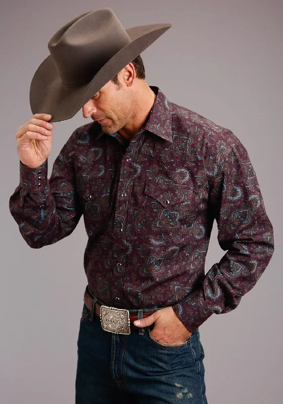 Men's Distressed Denim Casual Shirts with Frayed Edges for a Trendy and Rugged LookStetson Mens Wine Paisley Wine 100% Cotton Tall L/S Shirt Men's Distressed Denim Casual Shirts with Frayed Edges for a Trendy and Rugged LookStetson Mens Wine Paisley Wine 100% Cotton Tall L/S Shirt