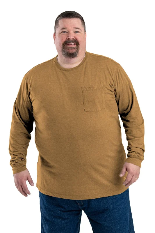 Men's Moisture - Wicking Performance Fabric Casual Shirts for Outdoor ActivitiesBerne Mens Brown Cotton Blend Performance Pocket Tee L/S Men's Moisture - Wicking Performance Fabric Casual Shirts for Outdoor ActivitiesBerne Mens Brown Cotton Blend Performance Pocket Tee L/S