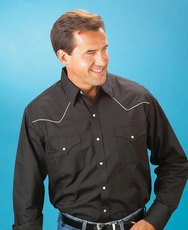 Men's Stretch - Fabric Casual Shirts in Navy Blue for a Comfortable and Flexible FitEly & Walker Mens Solid Black Western Shirt L/S Poly/Cotton Big Men's Stretch - Fabric Casual Shirts in Navy Blue for a Comfortable and Flexible FitEly & Walker Mens Solid Black Western Shirt L/S Poly/Cotton Big
