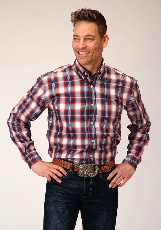 Men's Sustainable Recycled Material Casual Shirts for Eco - Conscious ConsumersRoper Mens Independence Plaid Blue 100% Cotton L/S Shirt Men's Sustainable Recycled Material Casual Shirts for Eco - Conscious ConsumersRoper Mens Independence Plaid Blue 100% Cotton L/S Shirt