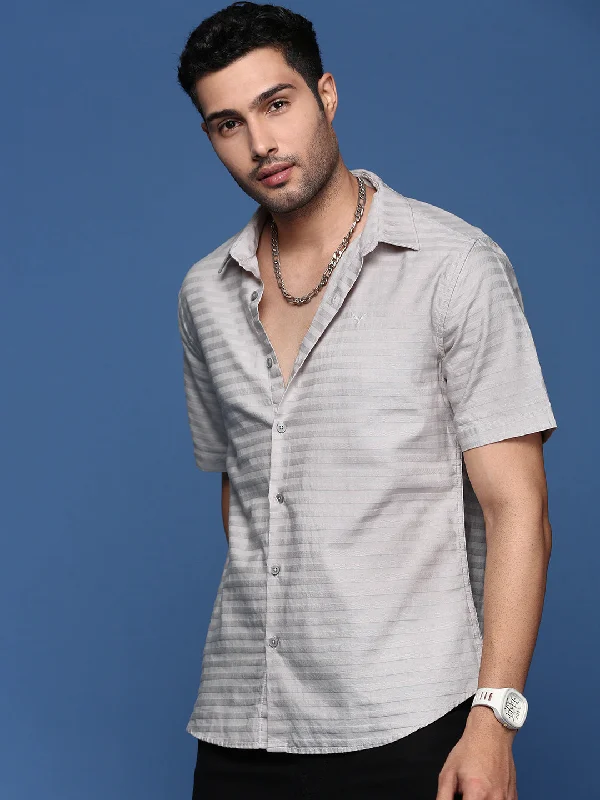 Men's Organic Cotton Casual Shirts with a Soft Handfeel for Everyday ComfortMen Solid Grey Slim Fit Shirt Men's Organic Cotton Casual Shirts with a Soft Handfeel for Everyday ComfortMen Solid Grey Slim Fit Shirt