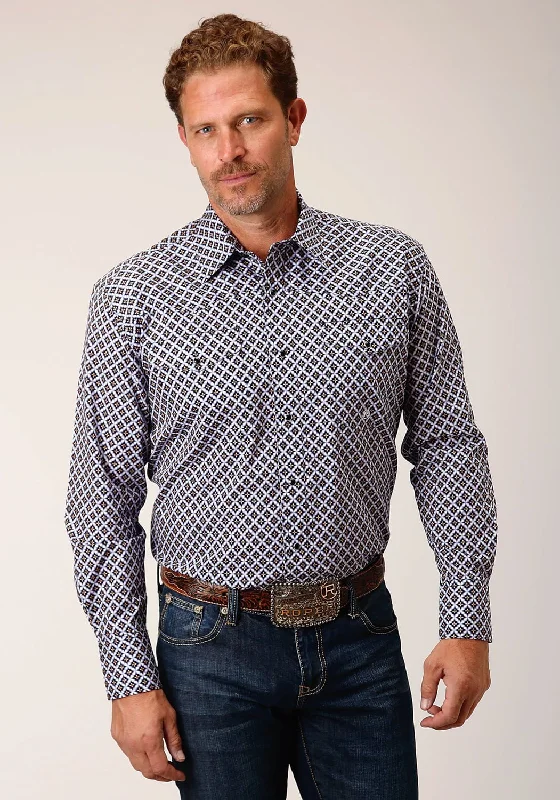 Men's Thermal - Lined Casual Shirts in Black for Added Warmth in Cold WeatherRoper Mens Tile Pattern Foulard Black 100% Cotton L/S Shirt Men's Thermal - Lined Casual Shirts in Black for Added Warmth in Cold WeatherRoper Mens Tile Pattern Foulard Black 100% Cotton L/S Shirt