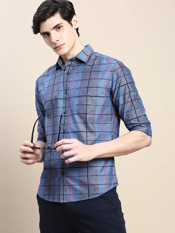 Men's Wrinkle - Resistant Polyester Blend Casual Shirts for Easy Travel and MaintenanceMen Spread Collar Checked Grey Shirt Men's Wrinkle - Resistant Polyester Blend Casual Shirts for Easy Travel and MaintenanceMen Spread Collar Checked Grey Shirt