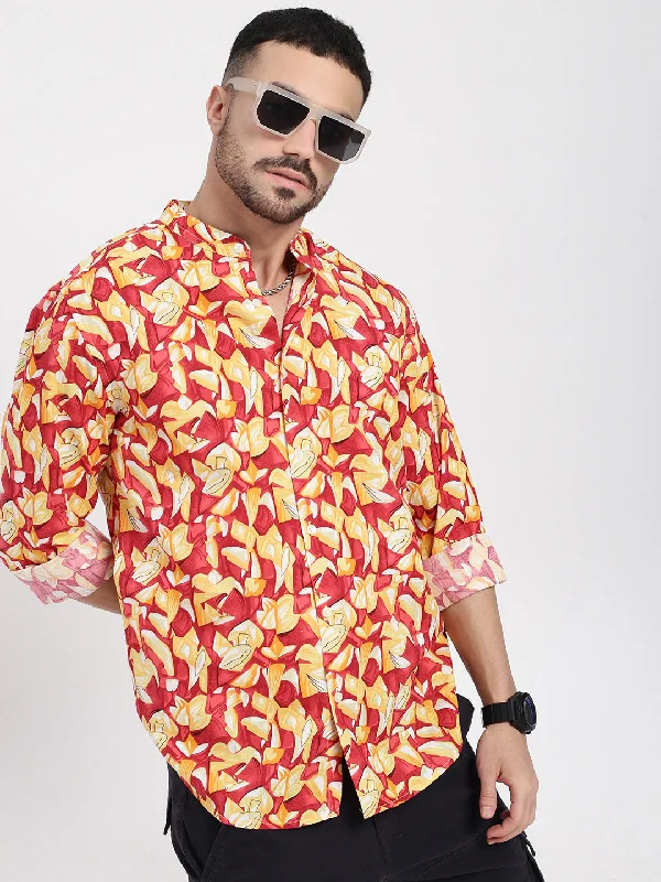 Men's Button - Down Oxford Casual Shirts in Crisp White for a Classic and Versatile StyleMen Red Printed Slim Fit Shirt Men's Button - Down Oxford Casual Shirts in Crisp White for a Classic and Versatile StyleMen Red Printed Slim Fit Shirt