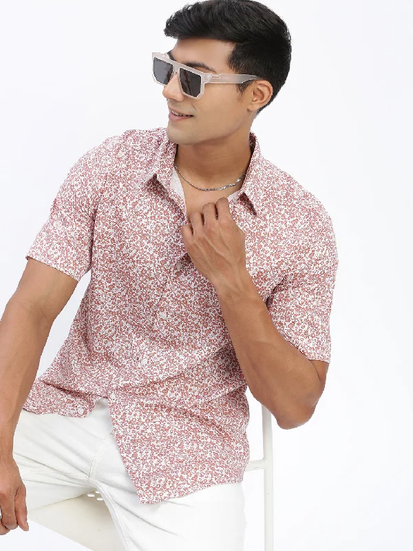 Men's Wrinkle - Resistant Polyester Blend Casual Shirts for Easy Travel and MaintenanceMen Micro Print Brown Slim Fit Shirt Men's Wrinkle - Resistant Polyester Blend Casual Shirts for Easy Travel and MaintenanceMen Micro Print Brown Slim Fit Shirt