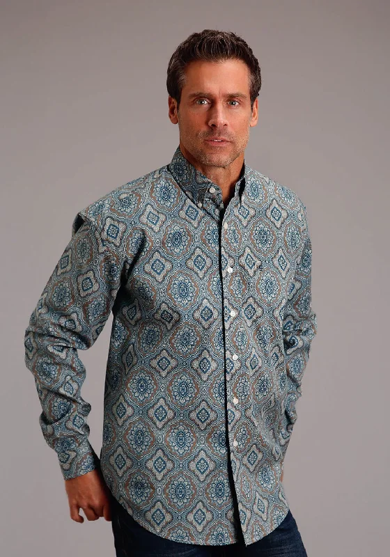 Men's Slim - Fit Printed Floral Casual Shirts in Pastel Colors for a Spring - Inspired VibeStetson Mens 1652 Sierra Paisley Blue 100% Cotton 1 Pkt L/S Shirt Men's Slim - Fit Printed Floral Casual Shirts in Pastel Colors for a Spring - Inspired VibeStetson Mens 1652 Sierra Paisley Blue 100% Cotton 1 Pkt L/S Shirt