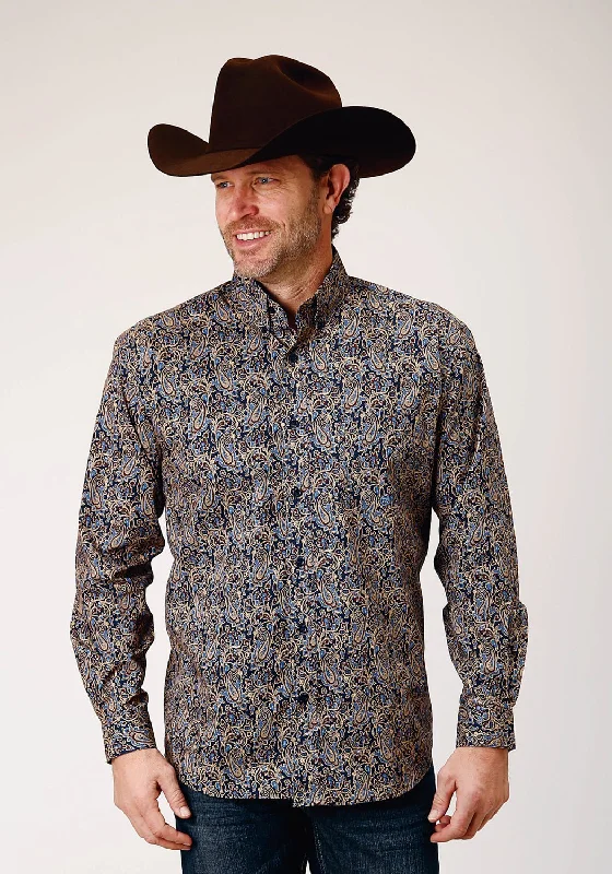 Men's Retro - Style Hawaiian Print Casual Shirts in Bold Patterns for a Tropical VacationRoper Mens Vintage Paisley Blue 100% Cotton L/S Shirt Men's Retro - Style Hawaiian Print Casual Shirts in Bold Patterns for a Tropical VacationRoper Mens Vintage Paisley Blue 100% Cotton L/S Shirt