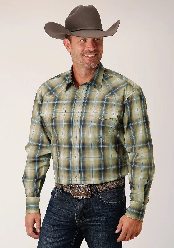 Men's Two - Tone Contrast Panel Casual Shirts in White and Navy for a Stylish and Eye - Catching DesignRoper Mens Sand Dune Plaid Tan 100% Cotton L/S Shirt Men's Two - Tone Contrast Panel Casual Shirts in White and Navy for a Stylish and Eye - Catching DesignRoper Mens Sand Dune Plaid Tan 100% Cotton L/S Shirt