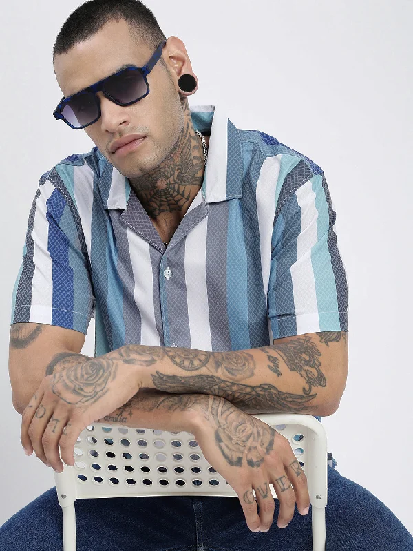 Men's Organic Cotton Casual Shirts with a Soft Handfeel for Everyday ComfortMen Striped Blue Relaxed Fit Shirt Men's Organic Cotton Casual Shirts with a Soft Handfeel for Everyday ComfortMen Striped Blue Relaxed Fit Shirt