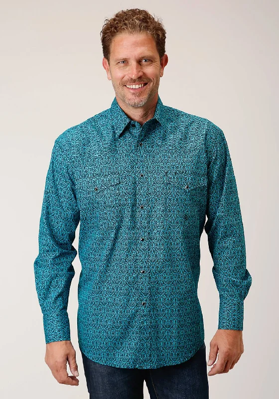 Men's Sustainable Recycled Material Casual Shirts for Eco - Conscious ConsumersRoper Mens Vintage Teal Green 100% Cotton L/S Shirt Men's Sustainable Recycled Material Casual Shirts for Eco - Conscious ConsumersRoper Mens Vintage Teal Green 100% Cotton L/S Shirt
